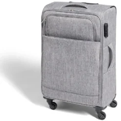 Valise trolley souple 4 roues 50L gris H68cm