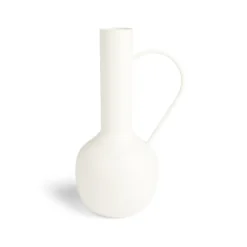 Vase amphore métal blanc Ø14,5xH25cm