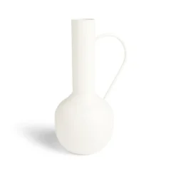 Vase amphore métal blanc Ø14,5xH25cm