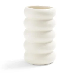 Vase anneau céramique blanc crème Ø11,7xH20,4cm