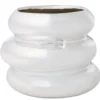 Vase bas céramique forme arrondie superposée gris chromé Ø11,5xH12,5cm
