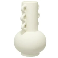 Vase céramique anses oreillettes blanc Ø12,5xH20,5cm