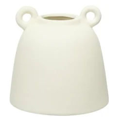 Vase céramique avec petites anses rondes blanc mat Ø15xH15cm