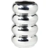 Vase céramique forme arrondie superposée gris chromé Ø12xH20,5cm