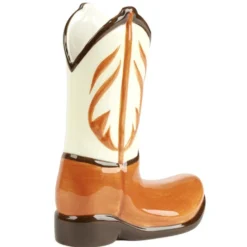 Vase céramique forme botte cowboy orange 20x6,5xH15,5cm