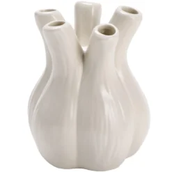 Vase céramique forme 5 bulbes tulipes Ø10xH12cm (2 modèles vert ou blanc)