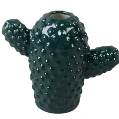 Vase décoratif cactus dolomite vert 18x8,5xH16cm