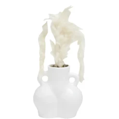 Vase en céramique silhouette femme avec tige pampa Ø11xH6,5cm