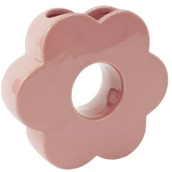 Vase en dolomite forme fleur 20xH18cm (2 modèles bleu ou rose)