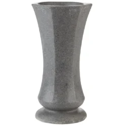 Vase funéraire hexagonal ciment gris H30 cm