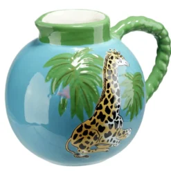 Vase pichet céramique motif animal tropical Ø14,5xH21cm (2 modèles)