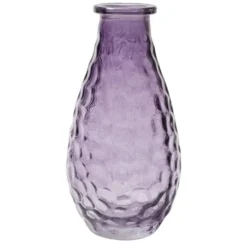 Vase verre coloré forme bouteille décor relief Ø6xH13cmØ7xH14cm (3 modèles)