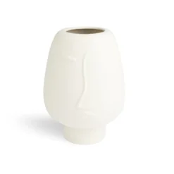 Vase visage céramique blanc Ø13xH18cm