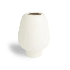 Vase visage céramique blanc Ø13xH18cm