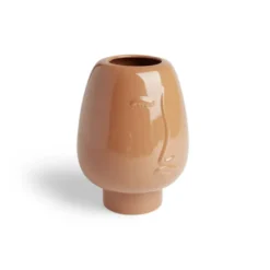 Vase visage céramique marron Ø13xH18cm