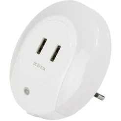 Veilleuse enfichable blanc + 2 ports USB