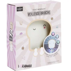 Veilleuse kawaii toast brioche LED couleurs changeantes 13x2xH15cm