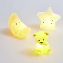 Veilleuse à LED ourson/lune/étoile H12,5cm-3 modèles