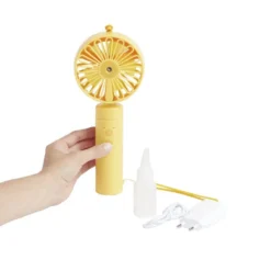 Ventilateur à main brumisateur USB 3 vitesses jaune