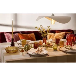 Verre bas 325 ml Helen verre strié Ø9XH7 cm (3 modèles jaune marron ou beige)