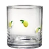 Verre bas transparent motif relief citron jaune Ø9xH10cm
