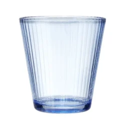 Verre en verre design nervuré bleu Ø9xH9,5cm
