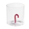 Verre Noël transparent avec centre sucre d'orge 3D Ø8xH8,5cm