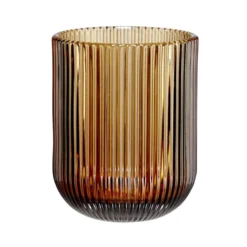 Verre strié x2 marron ambré Ø6xH9,5cm