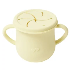 Verre tasse bébé d'apprentissage avec couvercle et anses en silicone H11cm