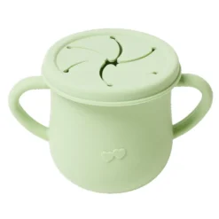 Verre tasse bébé d'apprentissage avec couvercle et anses en silicone H11cm