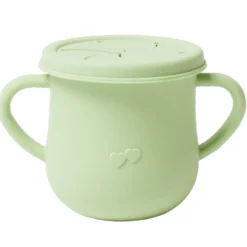 Verre tasse bébé d'apprentissage avec couvercle et anses en silicone H11cm