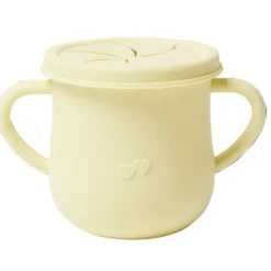 Verre tasse bébé d'apprentissage avec couvercle et anses en silicone H11cm