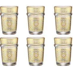 Verre à thé 110ml x6 en verre transparent finition dorée Ø6xH9cm