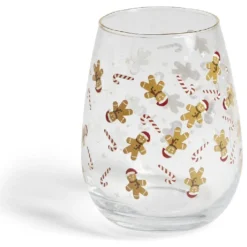 Verre transparent motif Noël doré 46cl (2 modèles)
