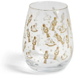 Verre transparent motif Noël doré 46cl (2 modèles)