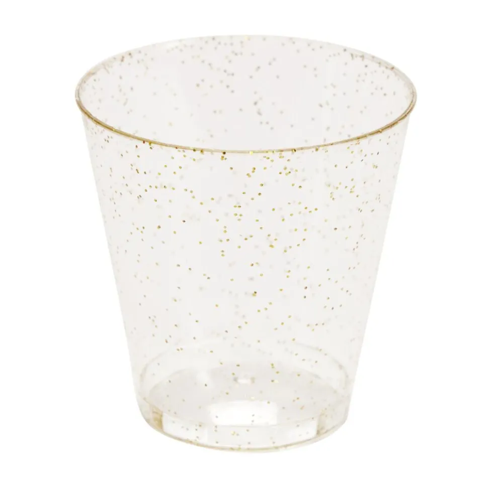 Verrine plastique réutilisable x10 carrée dorée pailletée 3x3xH5cm