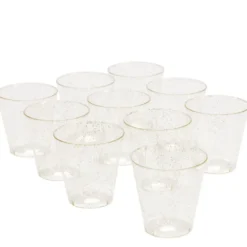 Verrine plastique réutilisable x10 carrée dorée pailletée 3x3xH5cm