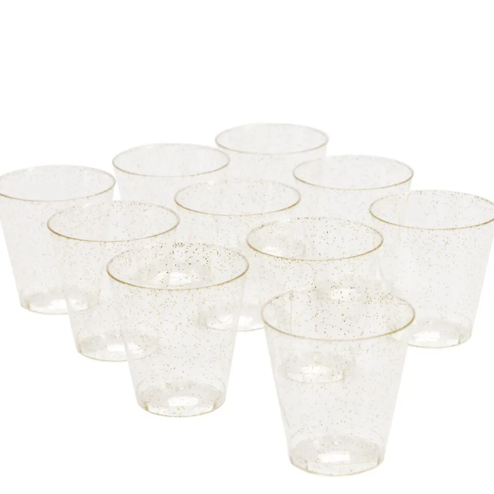 Verrine plastique réutilisable x10 carrée dorée pailletée 3x3xH5cm