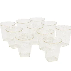 Verrine plastique réutilisable x10 ronde dorée pailletée 3x3xH5cm