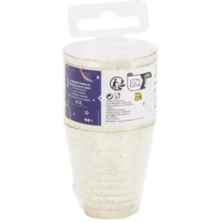 Verrine plastique réutilisable x10 ronde dorée pailletée 3x3xH5cm
