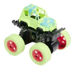 Véhicule à friction type 4x4 monster truck en plastique vert 8,7x7,8xH7,5cm