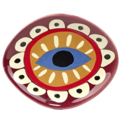 Vide-poche forme oeil porte-bonheur en céramique 12x15cm (2 modèles bordeaux ou rose)