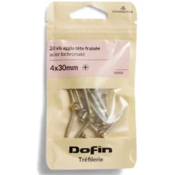 20 vis agglo tête fraisée acier bichromaté - 4x30 mm