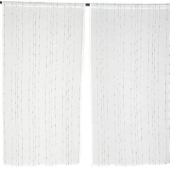 Vitrage droit passe tringle x2 blanc broderie fil gris 60x90cm