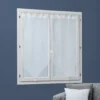 Vitrage passe tringle voile uni blanc pointe pompon 60x120cm x2