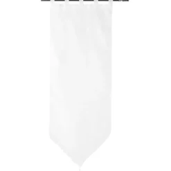 Vitrage passe tringle voile uni blanc pointe pompon 60x160cm x2