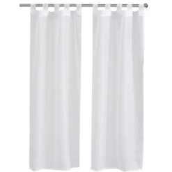 Vitrage passe tringle x2 blanc uni 60x120cm
