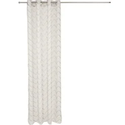 Voilage à oeillets beige imprimé chevrons 100% polyester 140x240cm