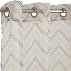 Voilage à oeillets beige imprimé chevrons 100% polyester 140x240cm