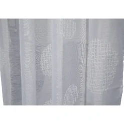 Voilage à oeillets motif brodé rond gris clair